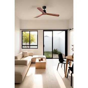 Stropní ventilátor LANTAU L DC Ø132cm 35W matná černá / ořech WIZ - FARO