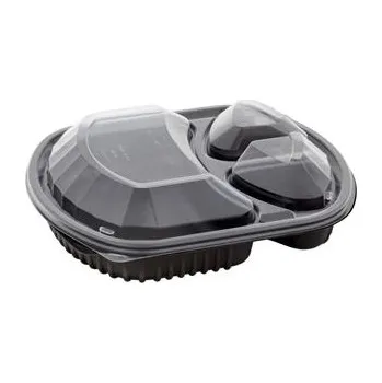 Jednorázové nádobí Gastro obaly Recyklovatelný menubox černý 3-dílný vč. víka 1l (min. počet 150+150ks)