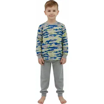 Chlapecké pyžamo ESITO | Chlapecké pyžamo žlutý maskáč - maskáč modrá / žlutá / 86