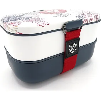 Svačinový box Bento box na jídlo Yoko Design Japan dvoupatrový 1200 ml