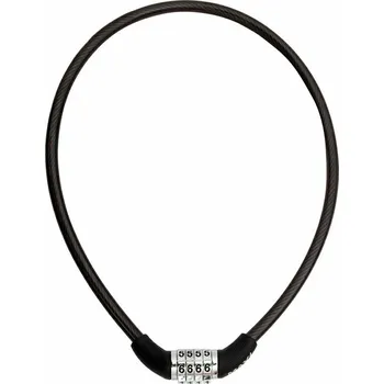 Zámek na kolo zámek lanko MAX1 650x8 mm černý kódový Černá Kódový