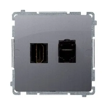 Elektrická zásuvka Internetová zásuvka nástěnná Kontakt-simon stříbrná