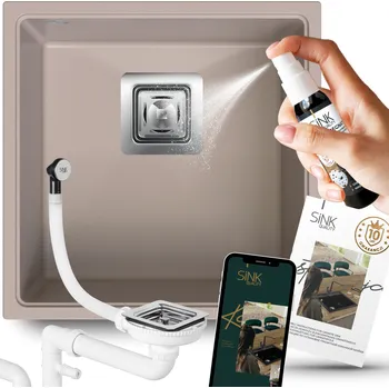 Granitový dřez DŘEZ pod pracovní desku BÉŽOVÝ GRANITOVÝ JEDNOKOMOROVÝ dřez 9v1