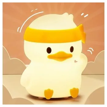 Noční světlo LED noční silikonová lampička Ninja duck, 3 režimy svícení, bílá