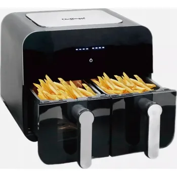 fritéza Horkovzdušná fritéza Airfryer Cheffinger se dvěma komorami, 9 l, černá