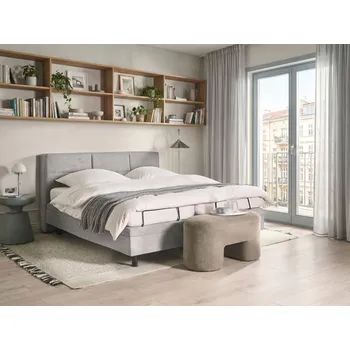 Postel Polohovací elektrická postel světle šedá 160 x 200 cm s dálkovým ovládáním čalouněný rám postele Beliani