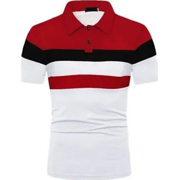 Pánské tričko Pánská polokošile krátký rukáv s límečkem a knoflíky Pruhované elegantní tričko z polyesteru pro každodenní nošení bílá XXL