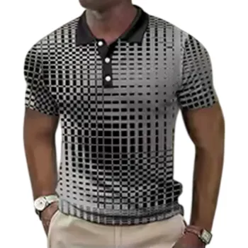 Pánské tričko Pánská polokošile s límečkem a knoflíky Krátký rukáv Jednoduchý vzor Lehký polyesterový materiál Pohodlné každodenní nošení šedá XXS