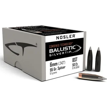 Příslušenství pro sportovní střelbu Střely Nosler Ballistic Silvertip 6mm, dia .243, 95grs