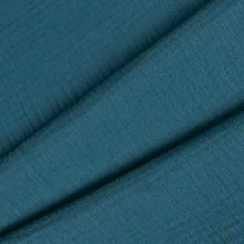 Zbytek - Látka mušelin/dvojitá gázovina Leia petrolejová