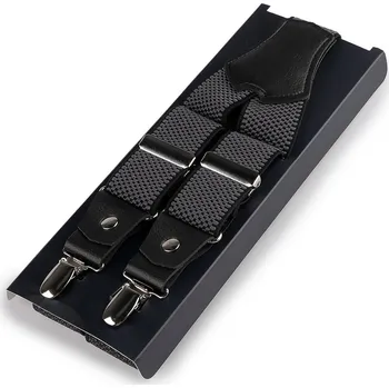 Kšandy Šle s dvojitým zapínáním šíře 3,5 cm délka 120 cm v krabičce, velké, 4 šedá tmavá