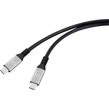 Mobilní telefon Renkforce Kabel USB-C USB 4.0 USB-C ® zástrčka 1.5 m černá hliníková zástrčka, silikonový, flexibilní provedení, 8K UHD RF-6805038