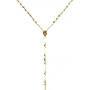Náhrdelník Zlatý 14 karátový náhrdelník růženec s křížem a medailonkem s Pannou Marií RŽ12 zlatý