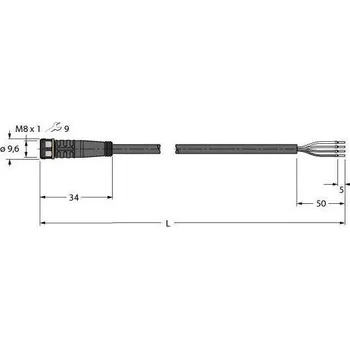 Turck PKG4M-5/TXL připojovací kabel pro senzory - aktory, 6625554, piny: 4, 5 m, 1 ks