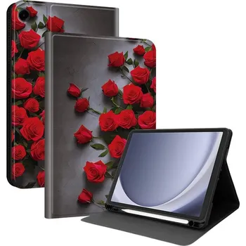 Pouzdro na tablet VSECHNONAMOBIL 133265 ART Zaklápěcí pouzdro pro Samsung Galaxy Tab A9 / Galaxy Tab A11 RED ROSES