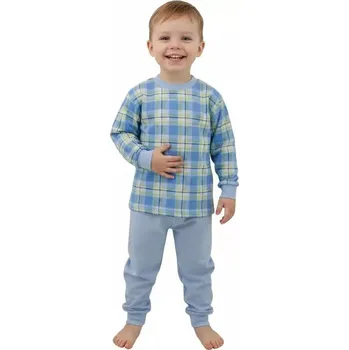 Chlapecké pyžamo ESITO | Chlapecké pyžamo modré kostky velké - kostka sv. modrá velká / 92