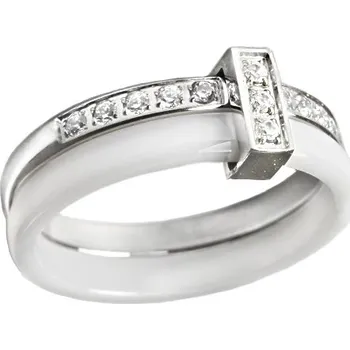 Prsten BM Jewellery Dámský bílý keramický prsten se zirkony BLACK&WHITE S903120