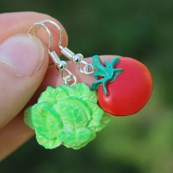 Náušnice CircusMind Náušnice Fimo - salát a rajče S0645