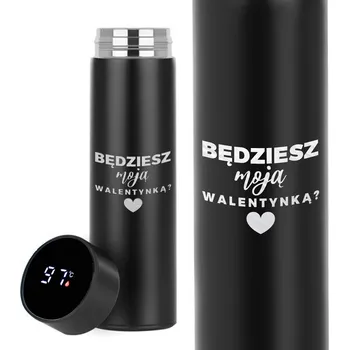 Termoska ČERNÁ TERMOSKA TERMO HRNEK ROZTOMILÝ DÁREK VALENTÝN BUDU TVÁ VALENTÝNKA?