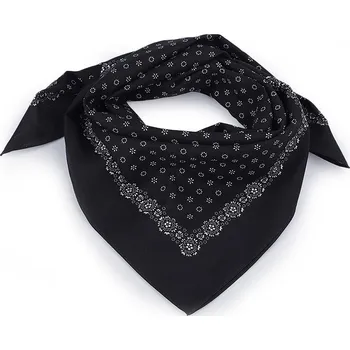 Šátek Bavlněný šátek drobné květy 70x70 cm - 6 bílá modrá tmavá