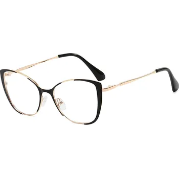 Brýlová obroučka Techsuit - Brýle proti modrému světlu Reflex PC (8808) - pro ženy, nadměrné velikosti, kovový rám, AC čočky - černé