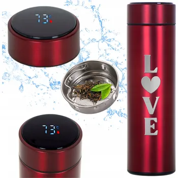 Termoska LED Termoska ČERVENÁ Termo DÁREK Valentýn pro Zamilované LOVE