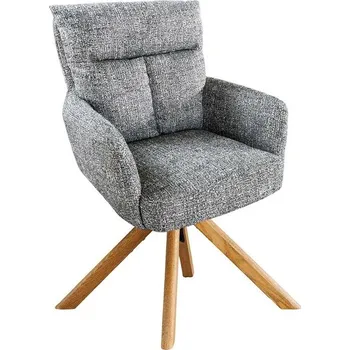 Jídelní židle Moderní otočná čalouněná zelená jídelní židle Dover s dubovou hnědou podnoží a žinylkovým potahem 92 cm