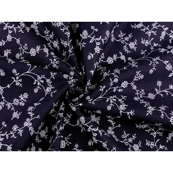 Bavlněná látka květy - 4 (62) modrá tmavá