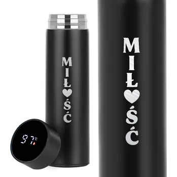 Termoska ČERNÁ TERMOSKA TERMO DÁREK VALENTÝN PRO DRAHOU POLOVIČKU LÁSKA SRDCE