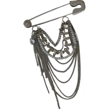 Brož Módní brož s řetězy na připínáčku Víceřadý řetízkový design Elegantní kovový doplněk ze zinkové slitiny pro ženy