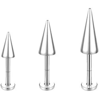 Piercing 3 ks kuželový piercing 8 mm z chirurgické oceli Minimalistická sada tělových šperků s moderním kuželovým tvarem stříbrná