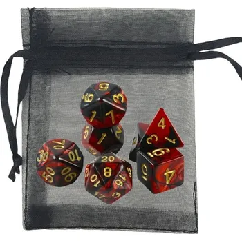 Hrací kostky 7 ks a pytlíček Mnohostěnné RPG kostky z akrylu pro Dračí doupě DnD Stolní fantasy hry červená
