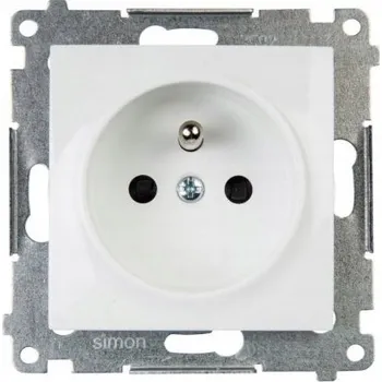 Elektrická zásuvka Simon 54 zásuvka jednoduchá s uzemněním a clonkami bílá DGZ1CZ.01/11