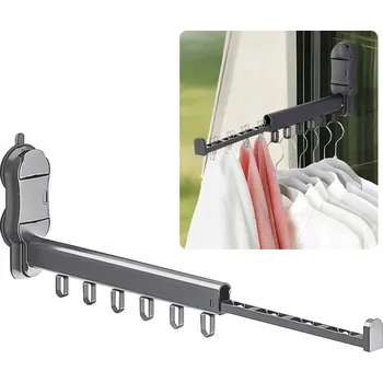 Věšák SUŠÁK NA PRÁDLO VĚŠÁK SKLÁDACÍ NA ZEĎ ROZKLÁDACÍ 6 HÁČKŮ