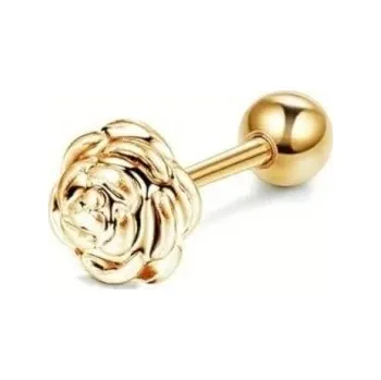 Piercing Zlatý piercing růže 6,5 mm z chirurgické nerezové oceli Elegantní tělový šperk s jemným květinovým motivem
