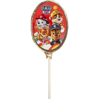 Čokoláda DEKORA Tlapková patrola čokoládové lízátko červené 30 g