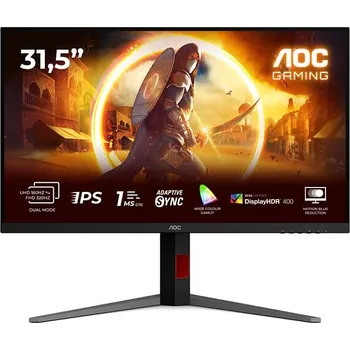Monitor AOC LCD herní U32G4U 31,5" IPS 4K / 3840x2160@160Hz / 0,5ms / 450cd / 2xHDMI / DP / 4xUSB / Pivot / HAS / VESA