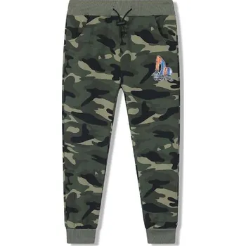 DĚTSKÉ MASKÁČOVÉ TEPLÁKY KUGO BAGR, velikost 98 - 128 Barva: Zelený maskáč/modrý bagr, Velikost: 128