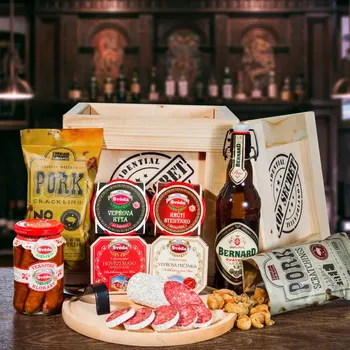 Dárkový potravinový koš Bedna s páčidlem Labužník Standardní víko