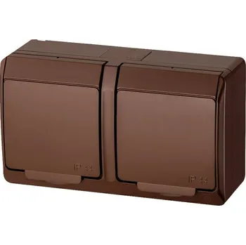 Elektrická zásuvka Instalační dvojzásuvka Galatea 5322-01 IP44 hnědá