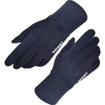 Rukavice Techsuit - Rukavice pro dotykové displeje Suede (ST0009) - PU kůže, plyšový vnitřek - modrá