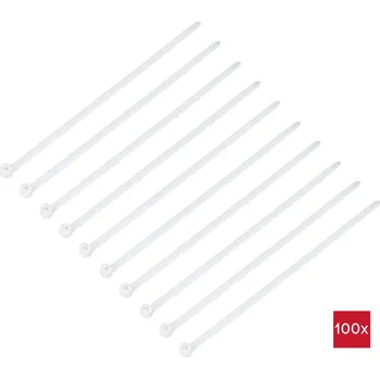 Stahovací páska TRU COMPONENTS TC-12814148, stahovací pásky, 3.6 mm, 140 mm, přírodní, s kovovým jazýčkem, chemická odolnost, 100 ks