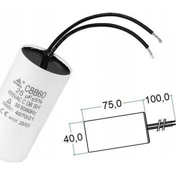 Kondenzátor Rozběhový kondenzátor 25uF 450V (25 uF 450 V)