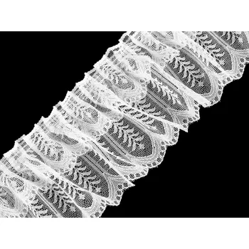 Krajka Silonová krajka řasená / volánek šíře 85; 95 mm, barva 5 (95 mm) bílá