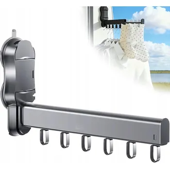 Věšák SKLÁDACÍ VĚŠÁK NA OBLEČENÍ NA ZEĎ S 6 HÁČKY, HLINÍKOVÝ