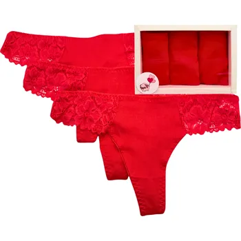 Dámské erotické kalhotky SET 3ks - Tanga v dárkové krabičce 3432 Velikost: XL
