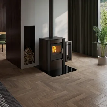 Krbová kamna Sklo pod kamna - FLAMINGO Obdelník 850x1000 mm, černé, fazeta / 6 mm