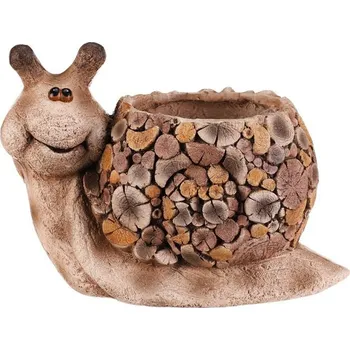 Stojan na květiny Šnek - obal na květiny, magnesium, dekor dřeva