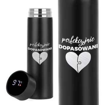 Termoska ČERNÁ TERMOSKA TERMO DÁREK VALENTÝN PRO POLOVIČKU LÁSKY SLADĚNÍ