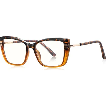 Brýlová obroučka Techsuit - Brýle proti modrému světlu Reflex PC (2273) - pro ženy, nadměrné velikosti, TR90&Metal Frame, AC Lens - Transparent/Leopard